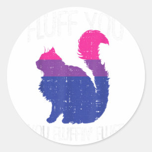 Pegatina Redonda Fluff You Fluffin Fluff Bisexual Prige Cat LGB