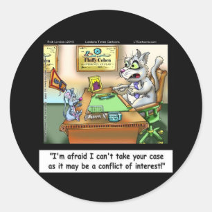 Pegatina Redonda Fluffy Cohen Atty @Claw Funny Cat & Lawrence