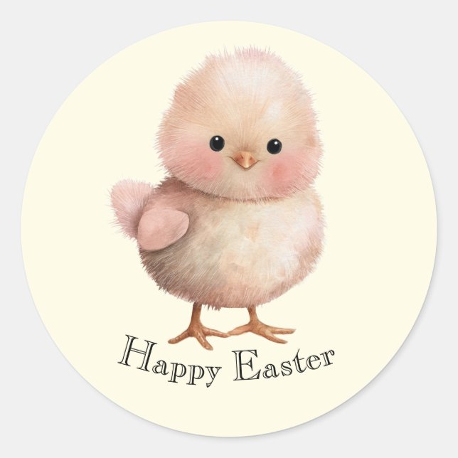 Pegatina Redonda Fluffy Little Chick | Cute Spring & Easter Animal  (Anverso)