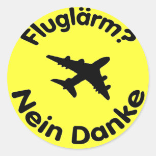Pegatina Redonda ¿Fluglärm? Nein Danke