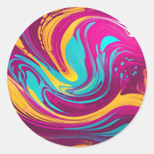 Pegatina Redonda Fluido brillante Swirls Acrílico