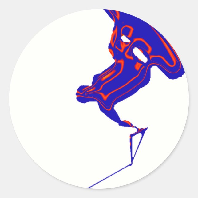 Pegatina Redonda Flujo de Wakeboard (Anverso)