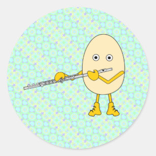 Pegatina Redonda Flute Jugando Egghead