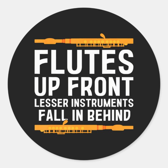 Pegatina Redonda Flute Player Woodwind Instrust Musical Flutist (Anverso)