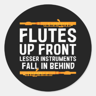 Pegatina Redonda Flute Player Woodwind Instrust Musical Flutist