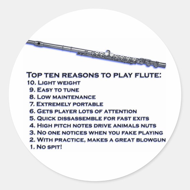 Pegatina Redonda Flute Top 10 (Anverso)