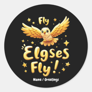 Pegatina Redonda Fly Elgses Fly Inspirador Eagle Art