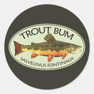 Pegatina Redonda Fly Fishing Funny TROUM