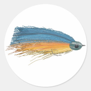Pegatina Redonda Fly Fishing Streamer Lure Art