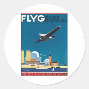 Pegatina Redonda FLYG Estocolmo Suecia