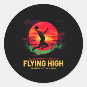 Pegatina Redonda Flying High Black History Basketball Legends Tee