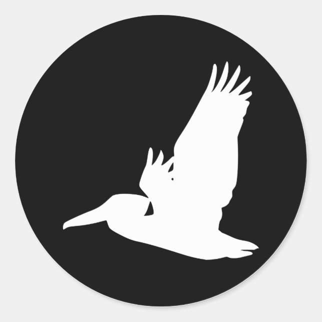 Pegatina Redonda Flying Pelican (Anverso)