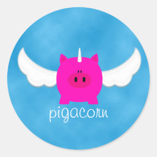 Pegatina Redonda Flying Pigacorn