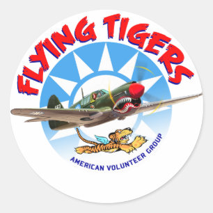 Pegatina Redonda Flying Tigers