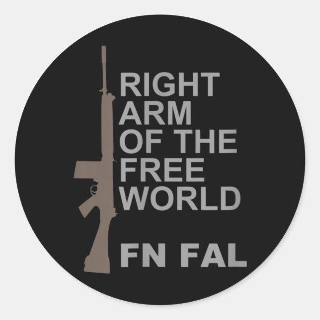 Pegatina Redonda FN FAL Right arm of the free world (Anverso)