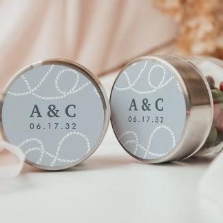 Pegatina Redonda Fog | Seaworthy Wedding Monogram
