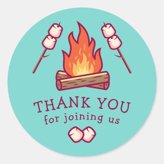 Pegatina Redonda Fogata y malvavisco (Anverso)