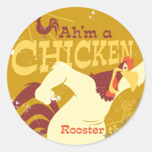 Pegatina Redonda Foghorn Ah, soy un pollo