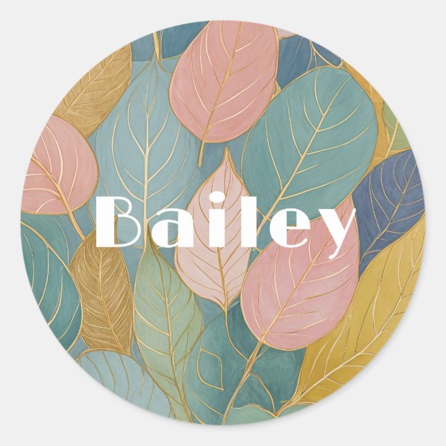 Pegatina Redonda Foliage caprichoso: Pastel deja la clásica ronda S (Anverso)