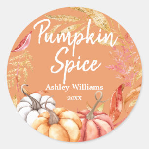 Pegatina Redonda Foliage de oro de la piel de calabaza de otoño Nar