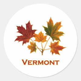 Pegatina Redonda Foliage de Vermont Fall - Hojas de arce