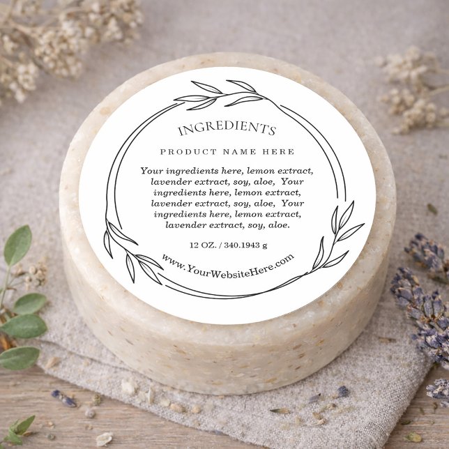 Pegatina Redonda Foliage Leaf Ingredients Product Label Stickers (Foliage Leaf Ingredients Product Label Stickers)