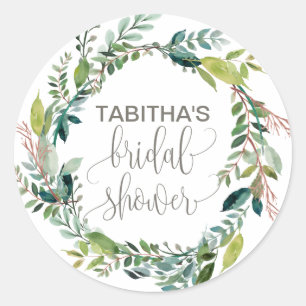 Pegatina Redonda Foliage Wreath Bridal Shower