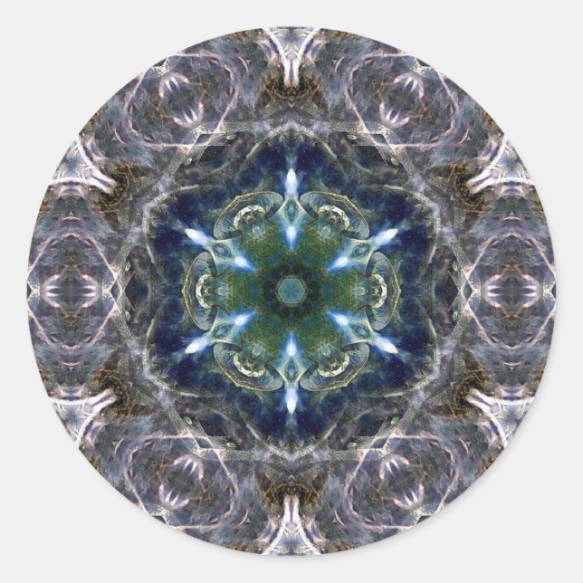 Pegatina Redonda Folk Mandala (Anverso)