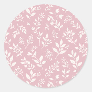 Pegatina Redonda Follaje de Otoño Neutral - Rosa Suave