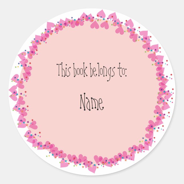 Pegatina Redonda Folleto con corazones bonitos (Anverso)