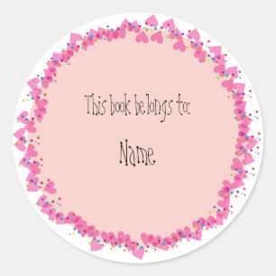 Pegatina Redonda Folleto con corazones bonitos