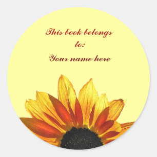 Pegatina Redonda Folleto de girasol