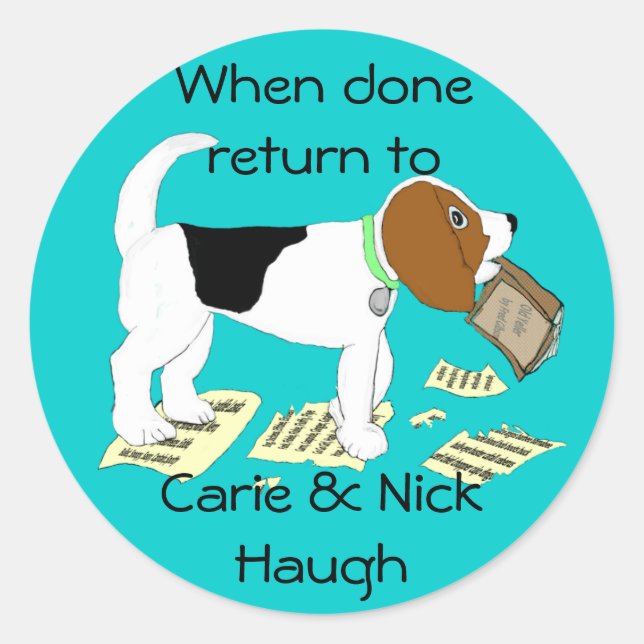 Pegatina Redonda Folleto de masticar Beagle (Anverso)