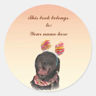 Pegatina Redonda Folleto de perro de recuperación de Labrador Negro