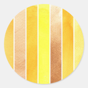 Pegatina Redonda fondo amarillo de gran acuarela - acuarela