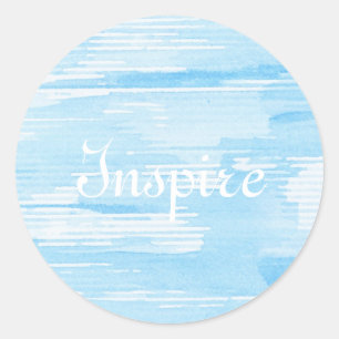 Pegatina Redonda Fondo azul abstracto de la acuarela, textura