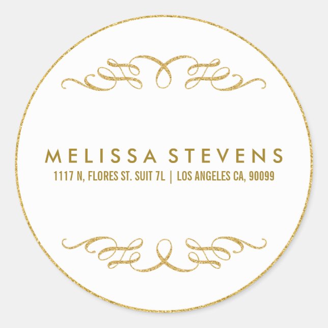 Pegatina Redonda Fondo blanco del marco de la encaje floral del Pur (Anverso)