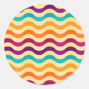Pegatina Redonda Fondo con rayas en retro 2