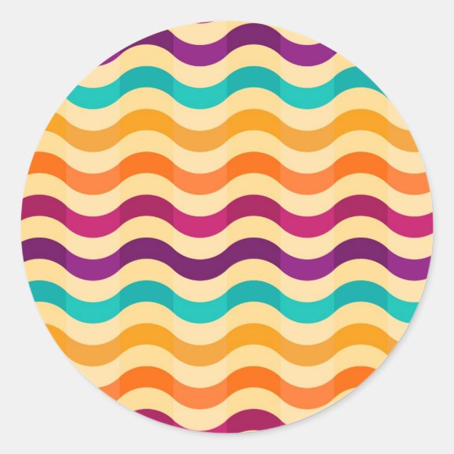 Pegatina Redonda Fondo con rayas en retro 2 (Anverso)