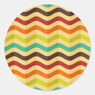 Pegatina Redonda Fondo con rayas en retro 4