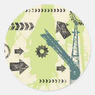 Pegatina Redonda Fondo de alta tecnología abstracto