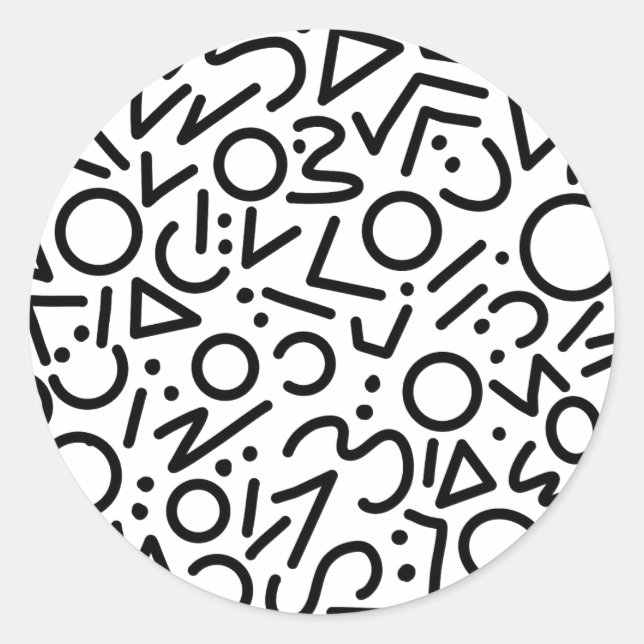 Pegatina Redonda fondo de arte de línea (Anverso)