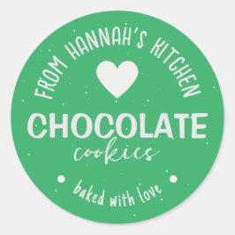 Pegatina Redonda Fondo de brillo verde marino horneado con amor