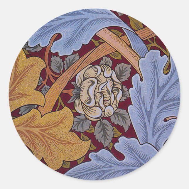 Pegatina Redonda Fondo de escritorio William Morris St James Acanth (Anverso)