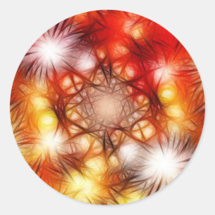 Pegatina Redonda Fondo de estrellas de fuegos artificiales abstract