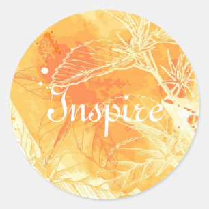 Pegatina Redonda Fondo de la acuarela del vector y flores