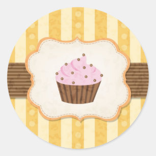 Pegatina Redonda Fondo de la magdalena del vintage