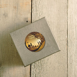 Pegatina Redonda Fondo de la mezquita nocturna Ramadan Mubarak