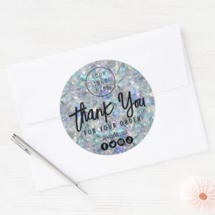 Pegatina Redonda Fondo de la Piedra Óptica Holográfica