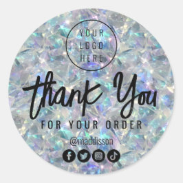 Pegatina Redonda Fondo de la Piedra Óptica Holográfica